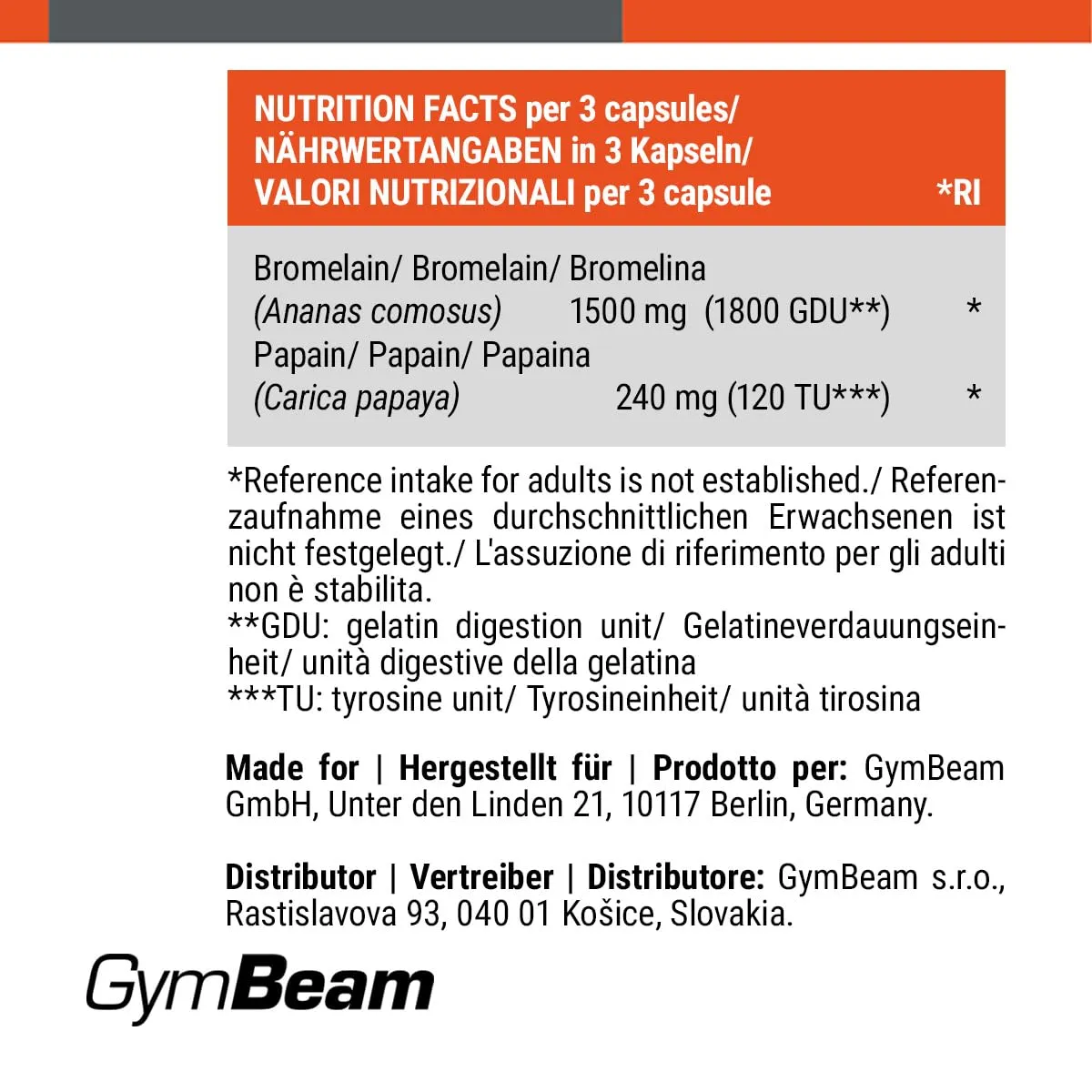 GymBeam Bromelain Papain Kapseln 90 Stk pflanzlich