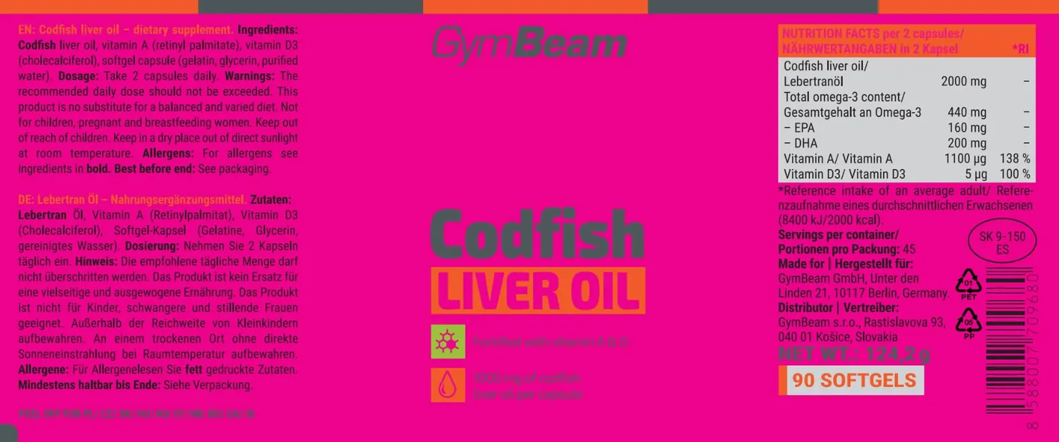 GymBeam Leberöl Kapseln 90 Kapseln mit Omega-3