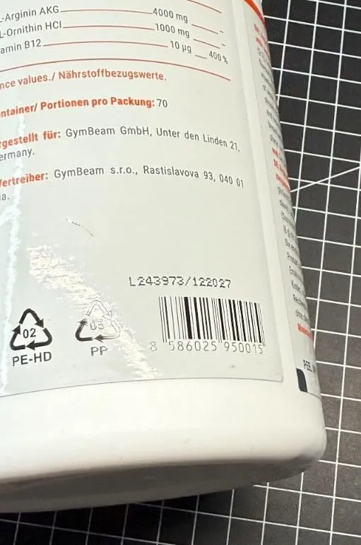 GymBeam L-Arginin + Ornithin 420 g Grüner Apfel