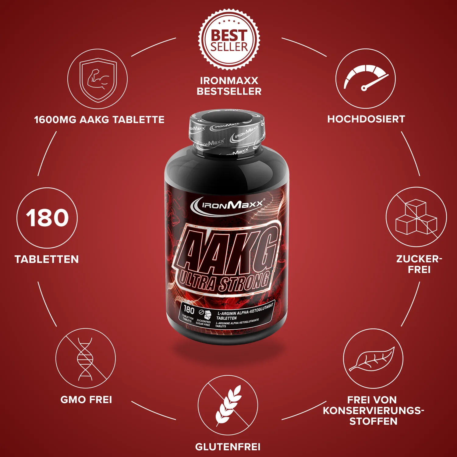 IronMaxx AAKG Ultra Strong Tabletten 180 Stück 1600 mg