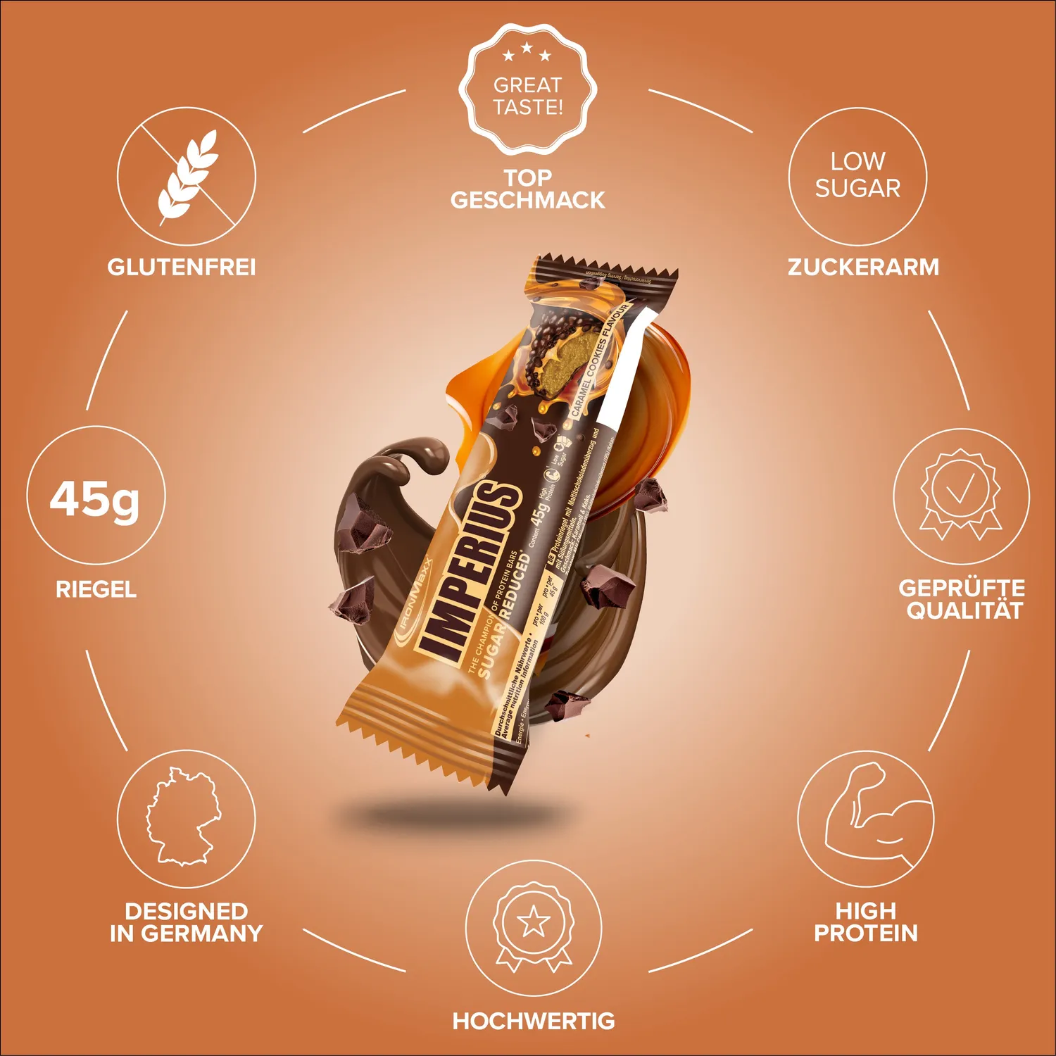 IronMaxx Imperius Proteinriegel Caramel Cookie 45g
