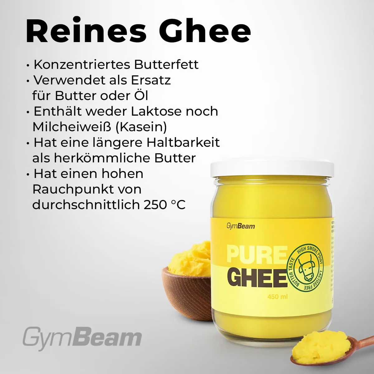 GymBeam Reines Ghee Butterfett 3x450 ml laktosefrei