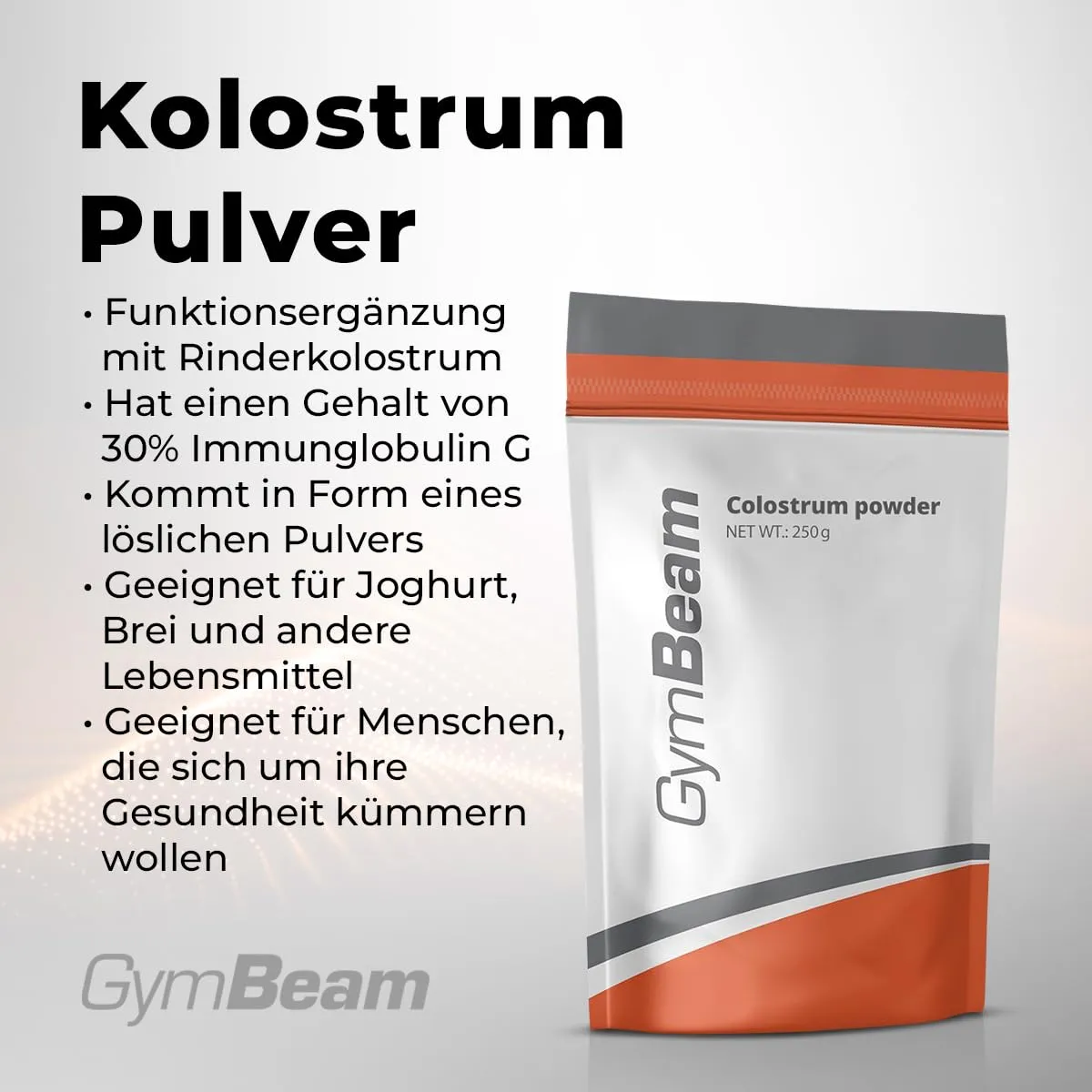 GymBeam Kolostrum Pulver 250 g 30% IgG