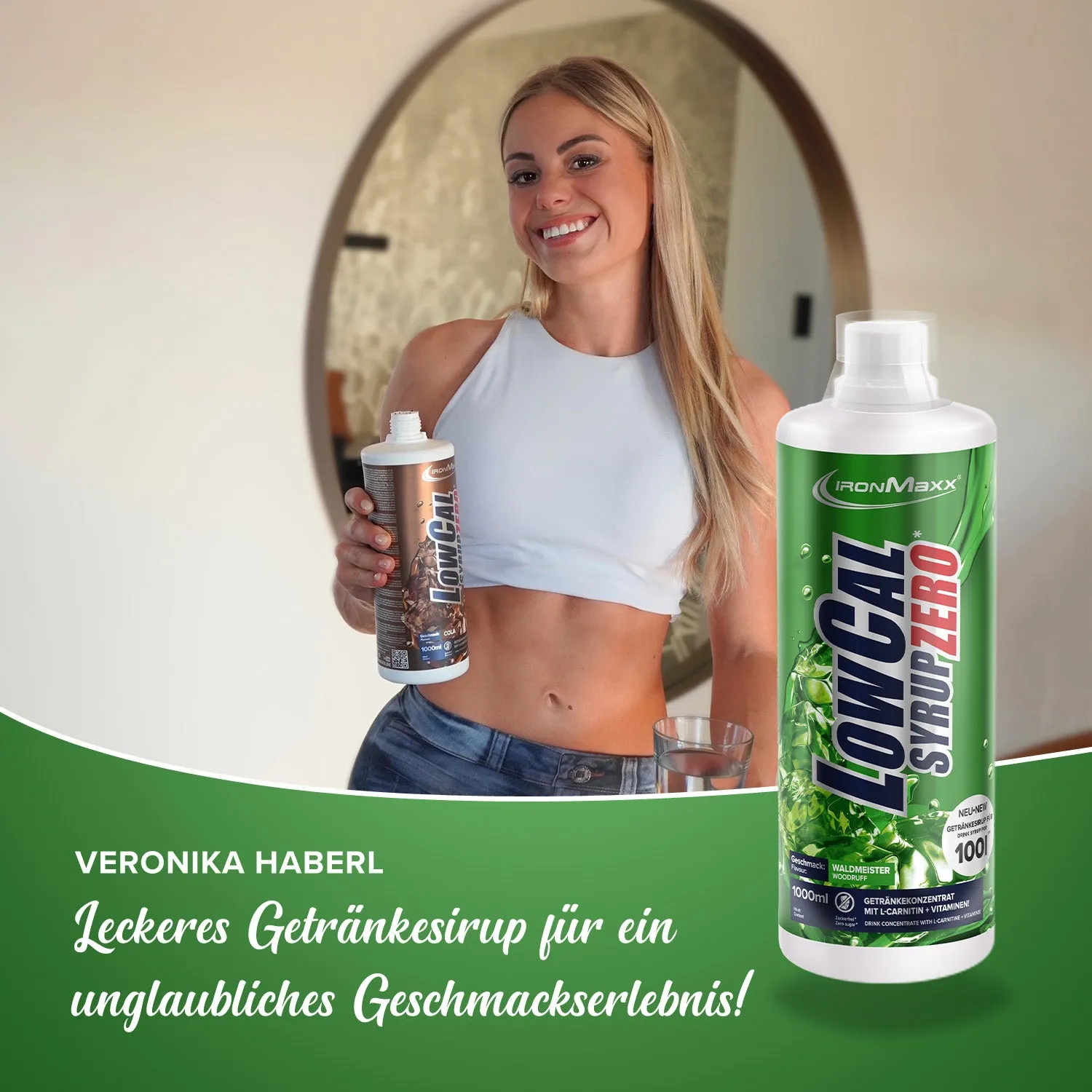 IronMaxx LowCal Syrup Zero Sirup 1000ml Waldmeister zuckerfrei