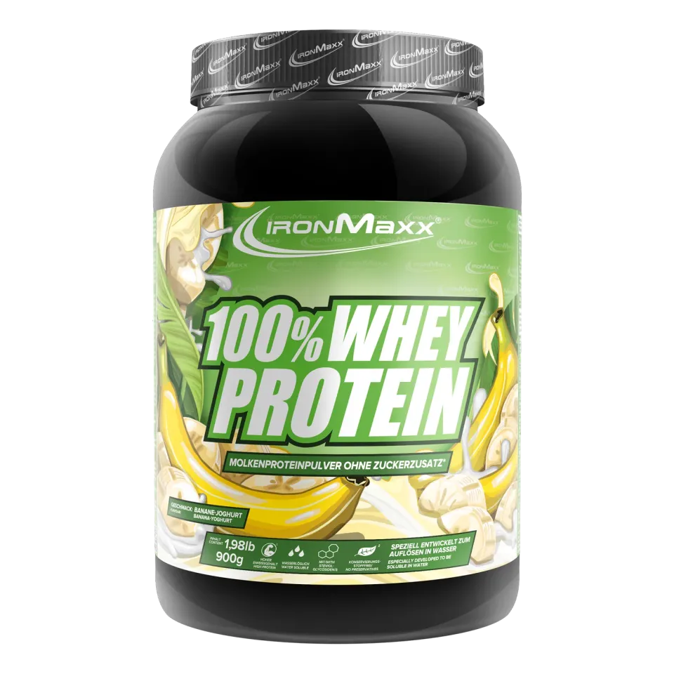 IronMaxx 100% Whey Protein Banane Yoghurt 900g zuckerfrei