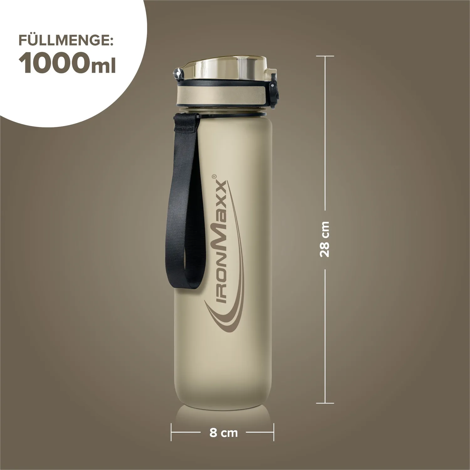 IronMaxx Sport Water Bottle Trinkflasche Sandstone Beige 1000ml