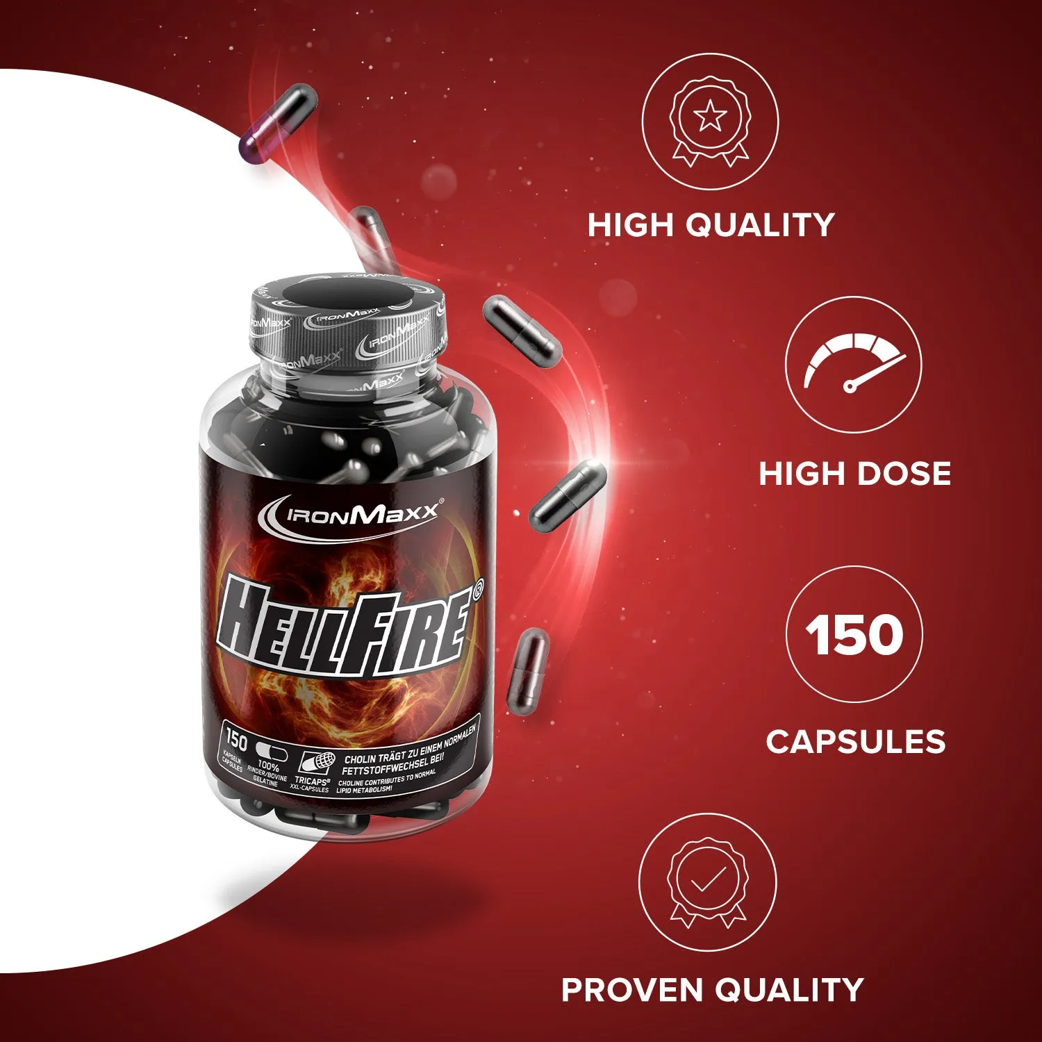 IronMaxx Hellfire Tricaps 150 Kapseln Fatburner