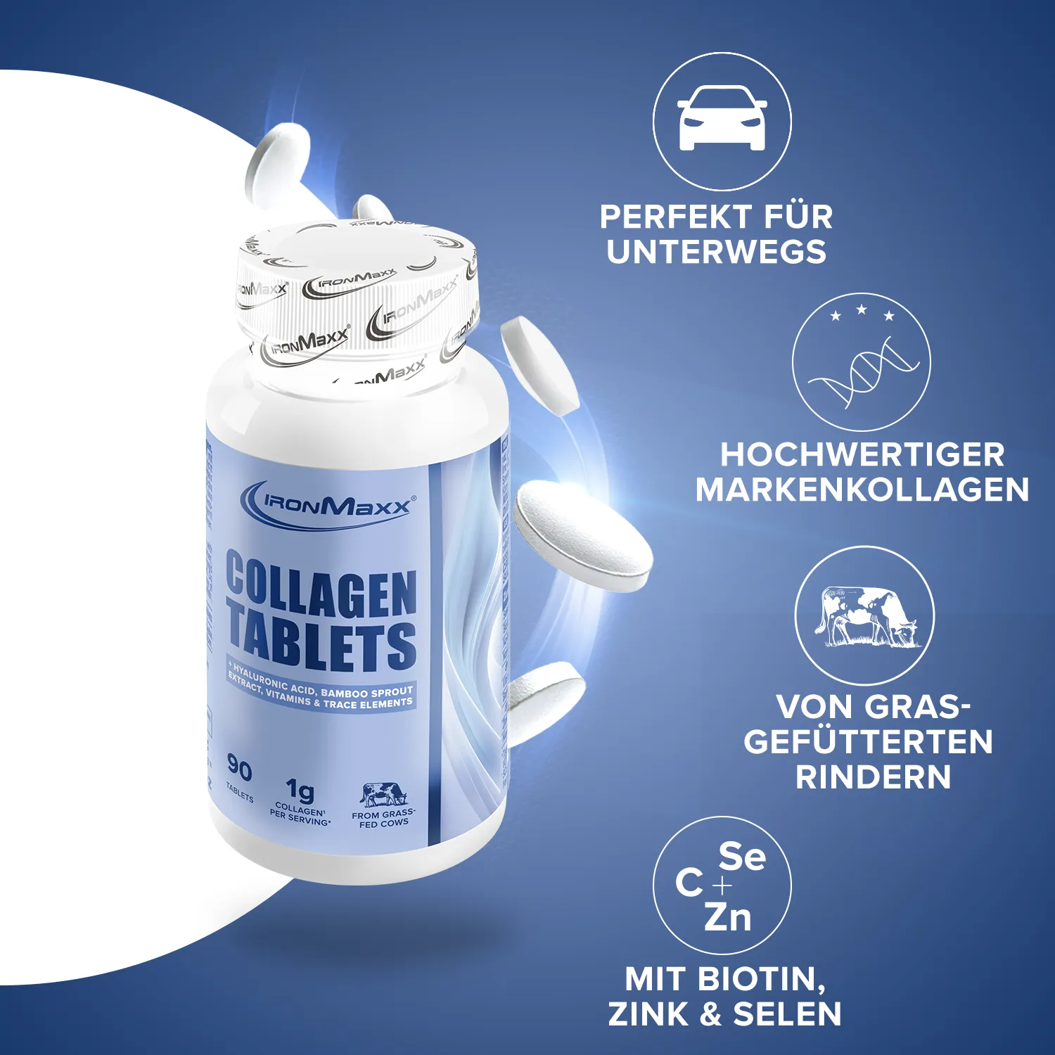 IronMaxx Collagen Plus Tabletten 90 Stück Haut Haare