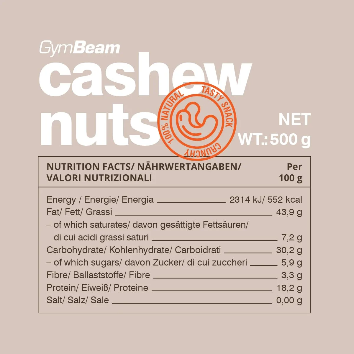 GymBeam Cashewkerne naturbelassen 500 g ungesalzen