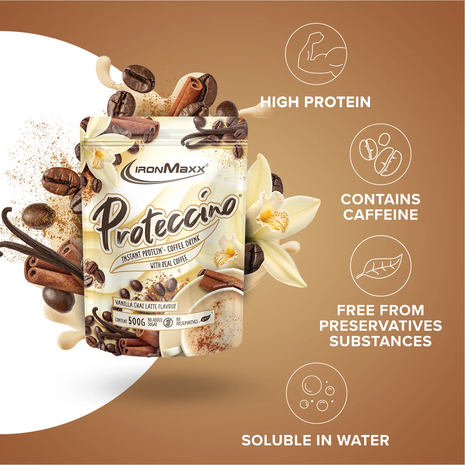 IronMaxx Proteccino Protein-Kaffee 500g Vanilla Chai Latte