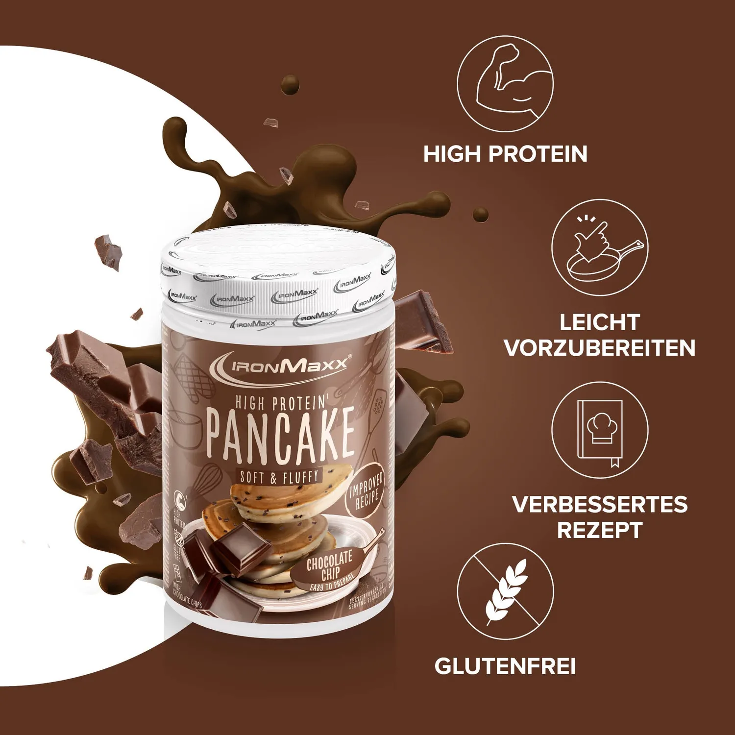 IronMaxx High Protein Pancake 450g Chocolate Chip 68% Eiweiß