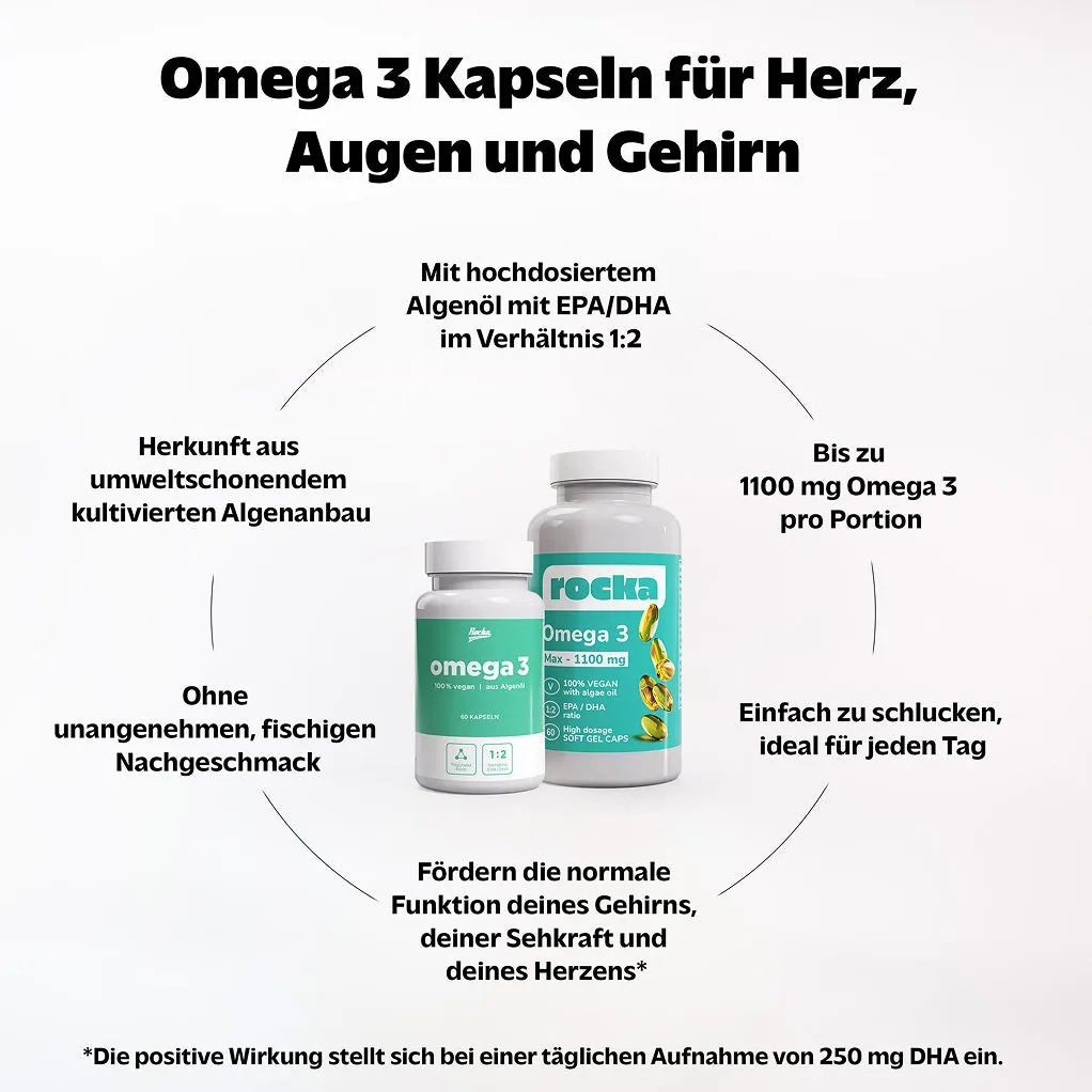 Rocka Nutrition Vegan Omega 3 Kapseln Pure Neutral 60 Stk Algenöl
