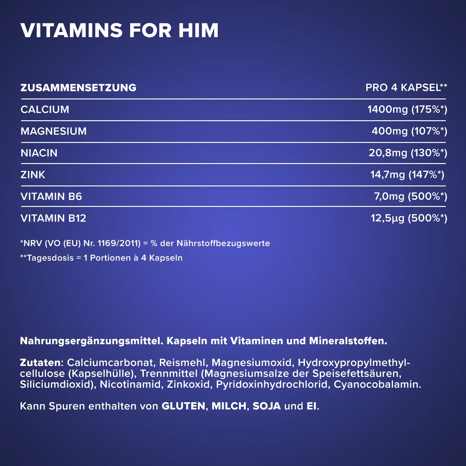IronMaxx Vitamins for Him Multivitamin 100 Kapseln für Männer