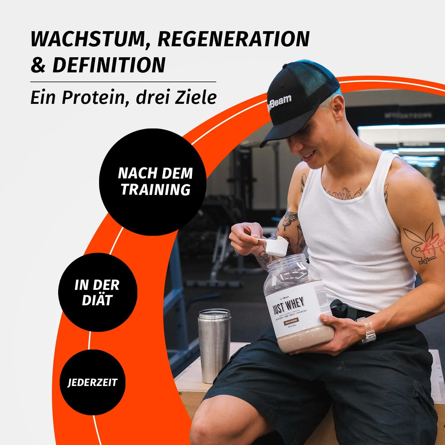 GymBeam Just Whey Proteinpulver Vanille 1000 g mit DigeZyme