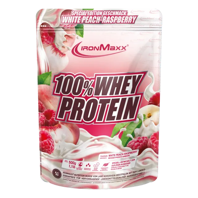 IronMaxx 100% Whey Protein White Peach Raspberry 500g zuckerfrei