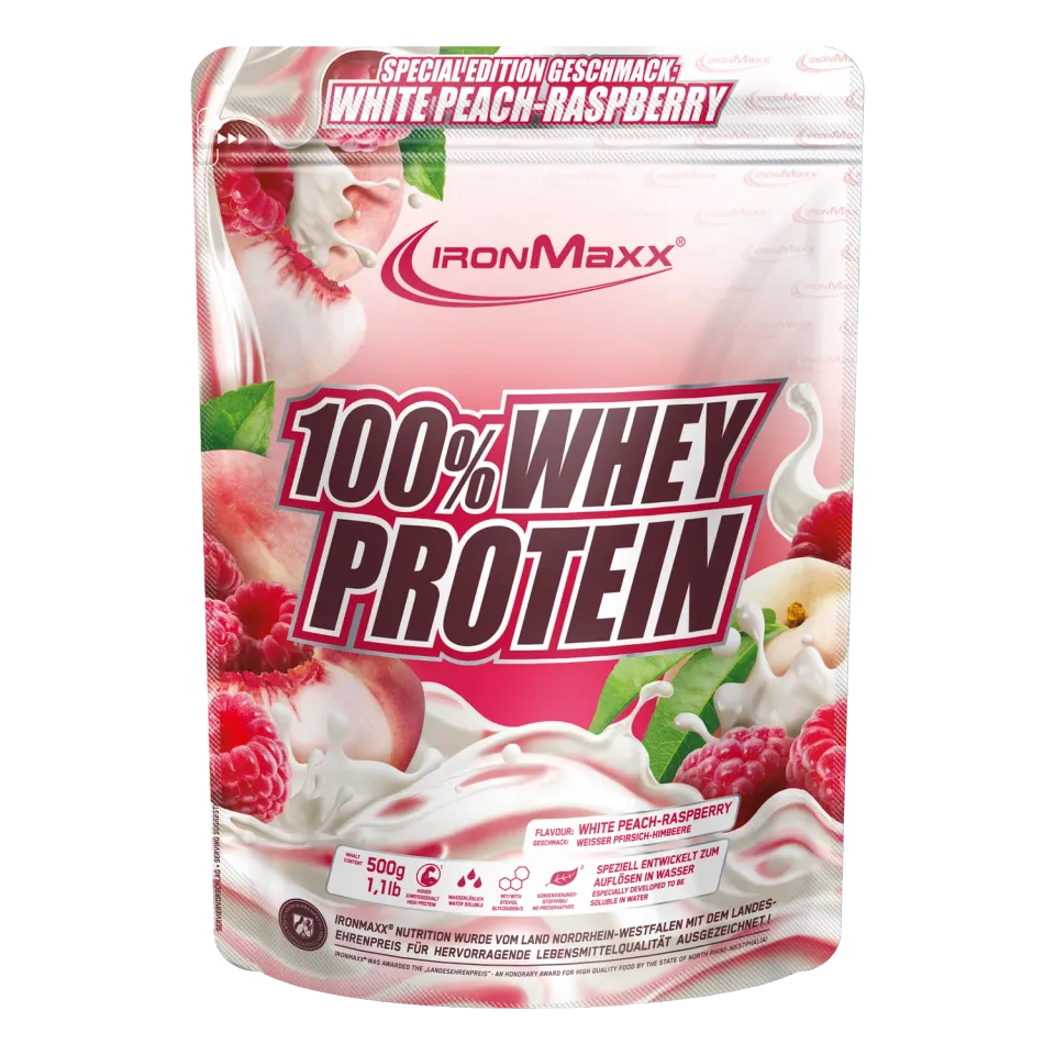 IronMaxx 100% Whey Protein White Peach Raspberry 500g zuckerfrei