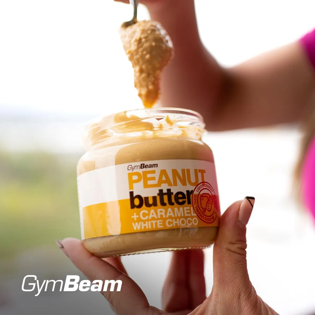 GymBeam Erdnussbutter Karamell weiße Schoko 340 g Protein