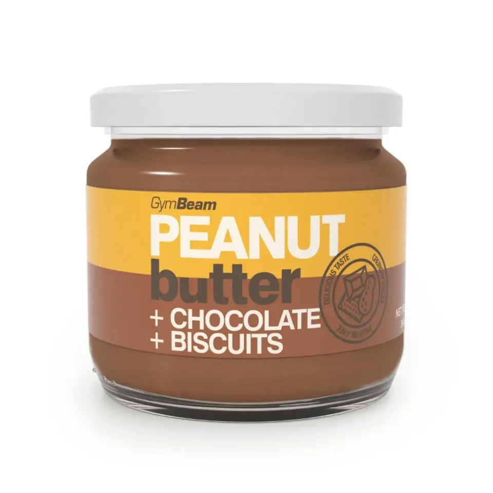 GymBeam Erdnussbutter mit Schokolade Biscuits Aufstrich 340 g glutenfrei
