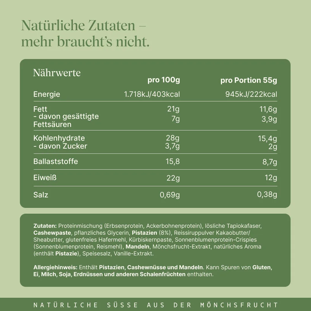 Vetain Crispy Proteinriegel Pistazie vegan knusprig