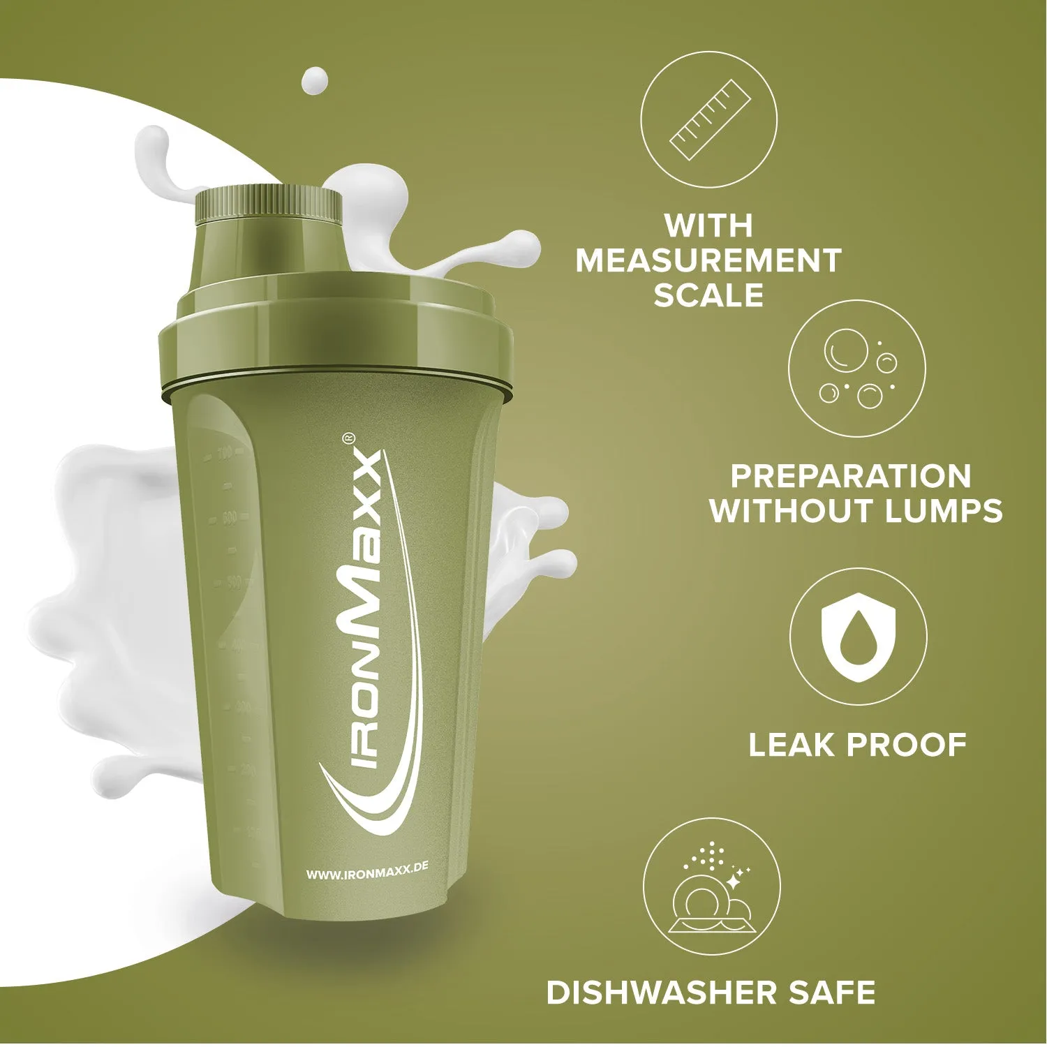 IronMaxx Shaker 700ml Navy Green mit Sieb