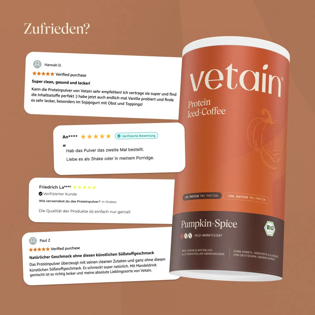 Vetain Vegan Protein Iced-Coffee Pumpkin Spice Proteinpulver 540g Bio