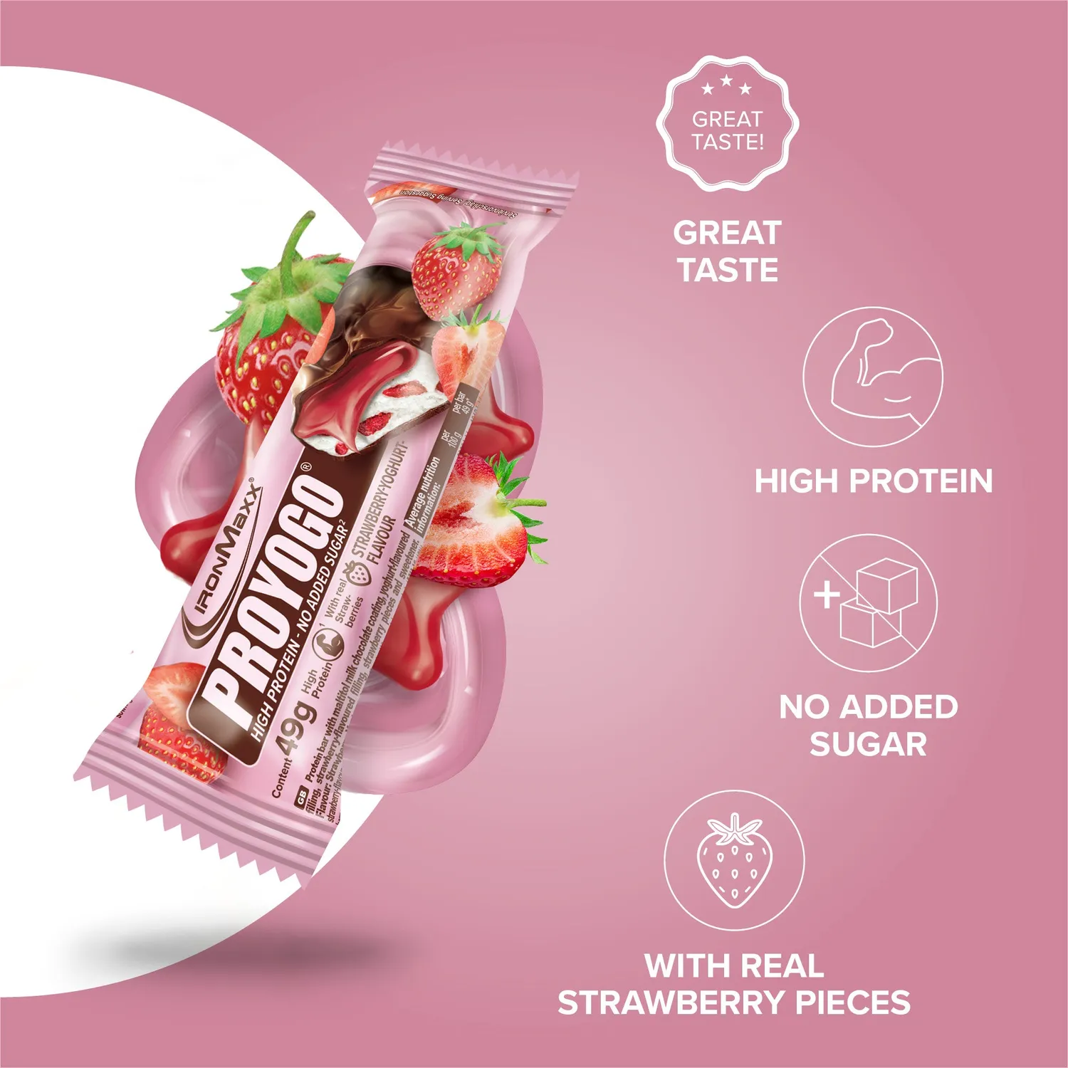 IronMaxx Protein 30 Proyogo Riegel 49g Strawberry Yoghurt