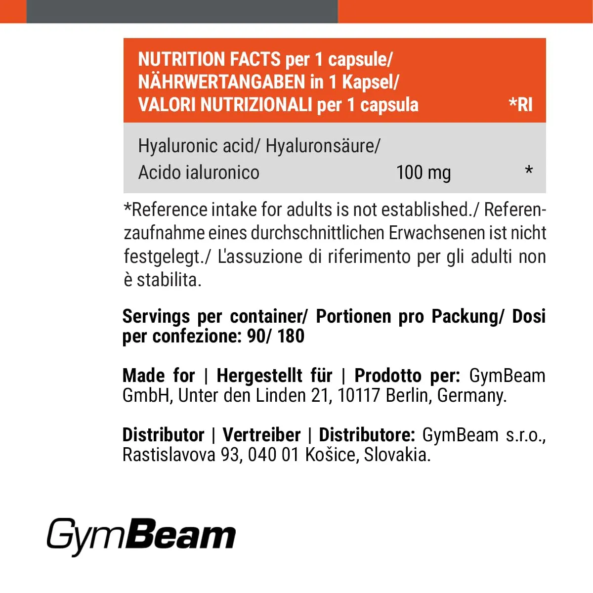 GymBeam Hyaluronsäure Forte Kapseln 90 Stück vegan
