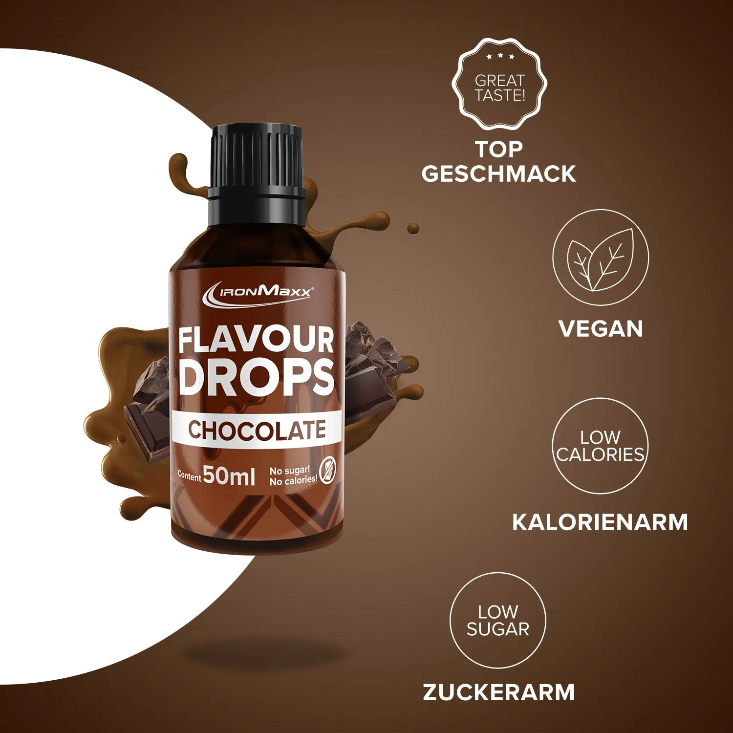 IronMaxx Flavour Drops Schokolade Flavdrops 50ml zuckerfrei