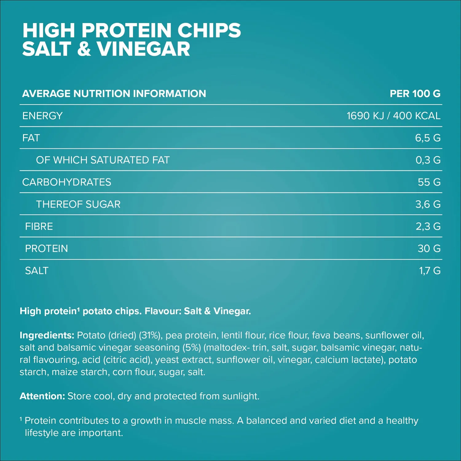 IronMaxx High Protein Potato Chips 60g Salt Vinegar