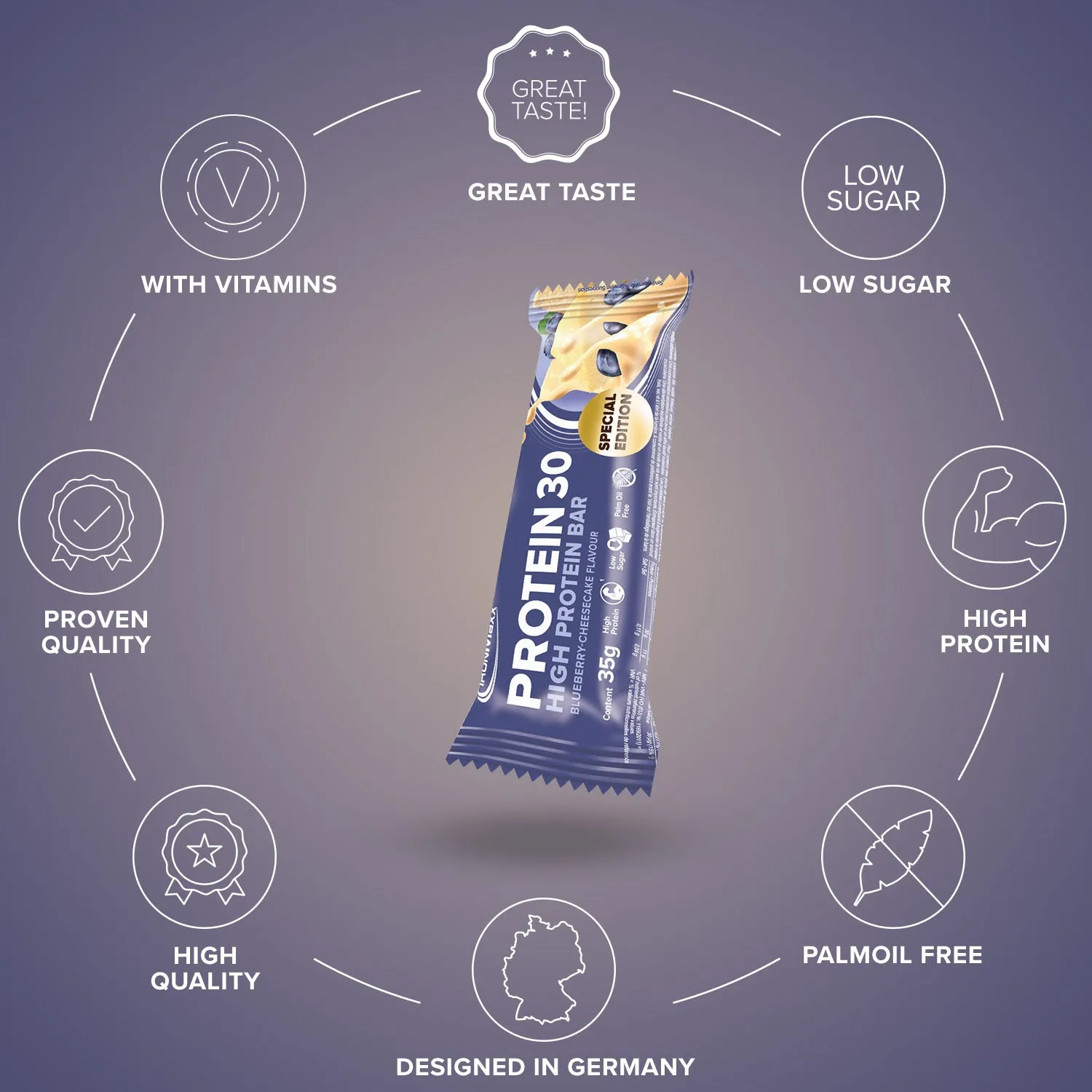 IronMaxx Protein 30 Riegel Blueberry-Cheesecake 24x35g Snack