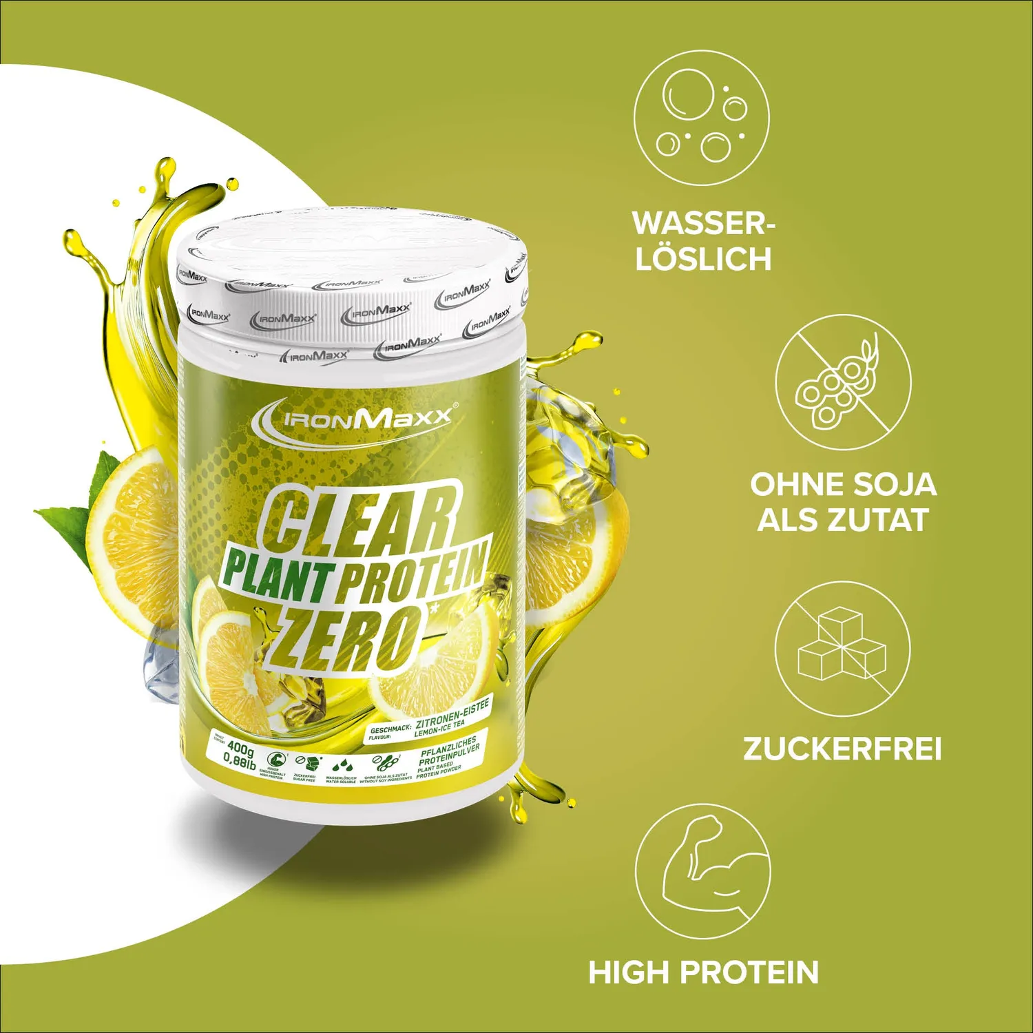 IronMaxx Clear Plant Protein ZERO Lemon Ice Tea 400g vegan