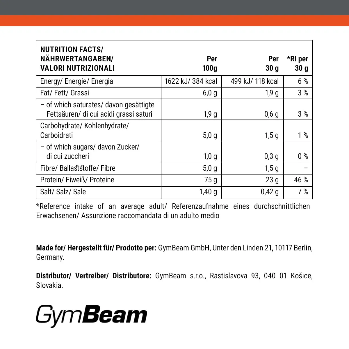 GymBeam Vegan Blend Protein Erdbeere 1000 g laktosefrei