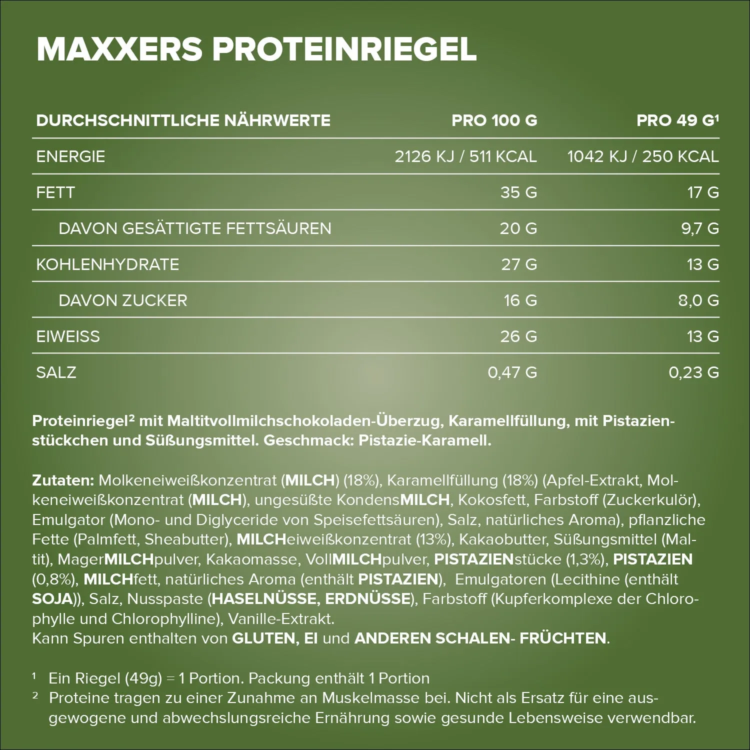 IronMaxx Maxxers Proteinriegel 49g White Choc Pistachio Caramel zuckerarm