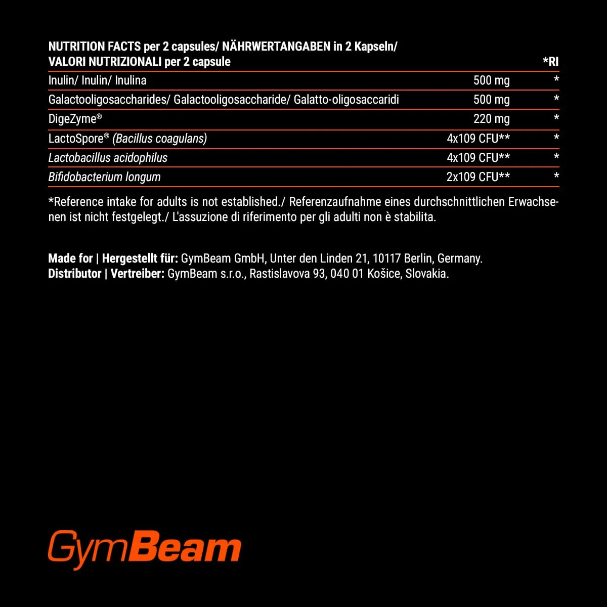GymBeam Probio-Komplex Kapseln 90 Stück für Verdauung