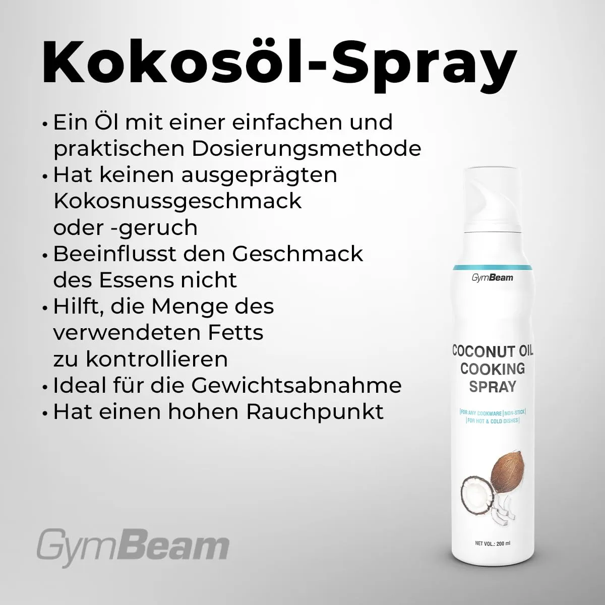 GymBeam 100% Kokosöl-Spray 200 ml neutral Diät