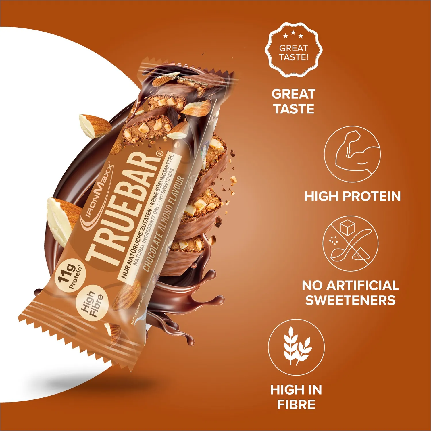 IronMaxx TrueBar Proteinriegel Chocolate Almond 45g proteinreich