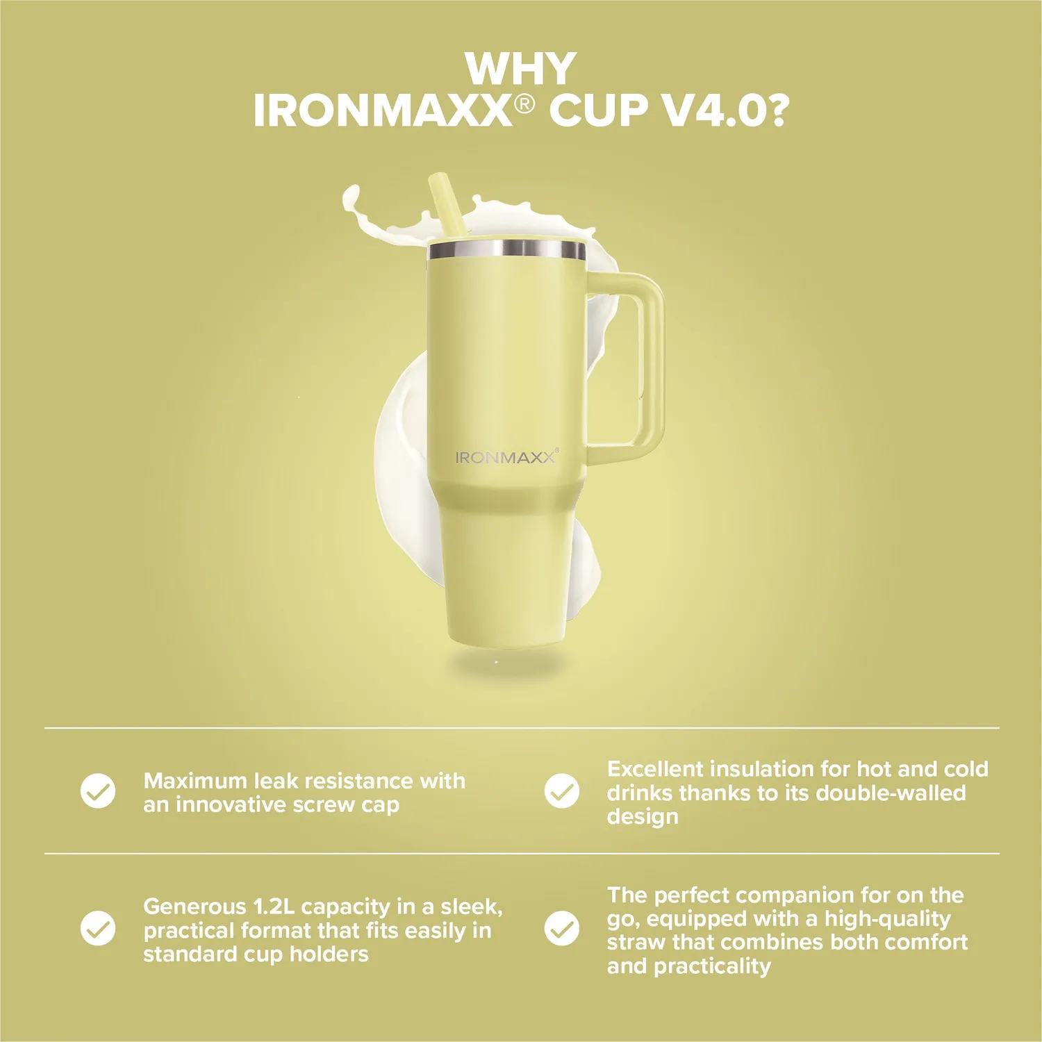 IronMaxx Cup V4.0 Trinkbecher 1200ml Soft Sunrise isoliert