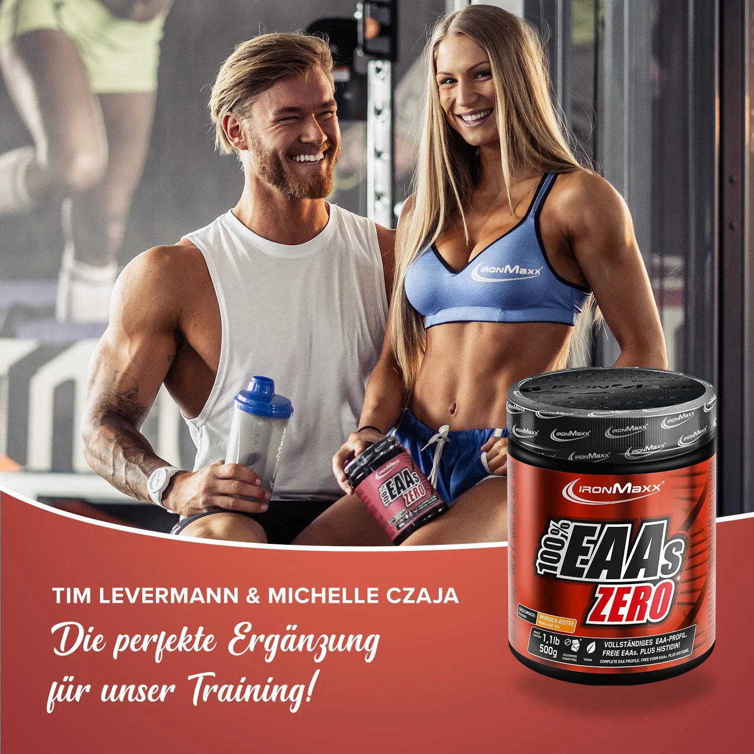 IronMaxx 100% EAAs Zero Peach Ice Tea 500g vegan