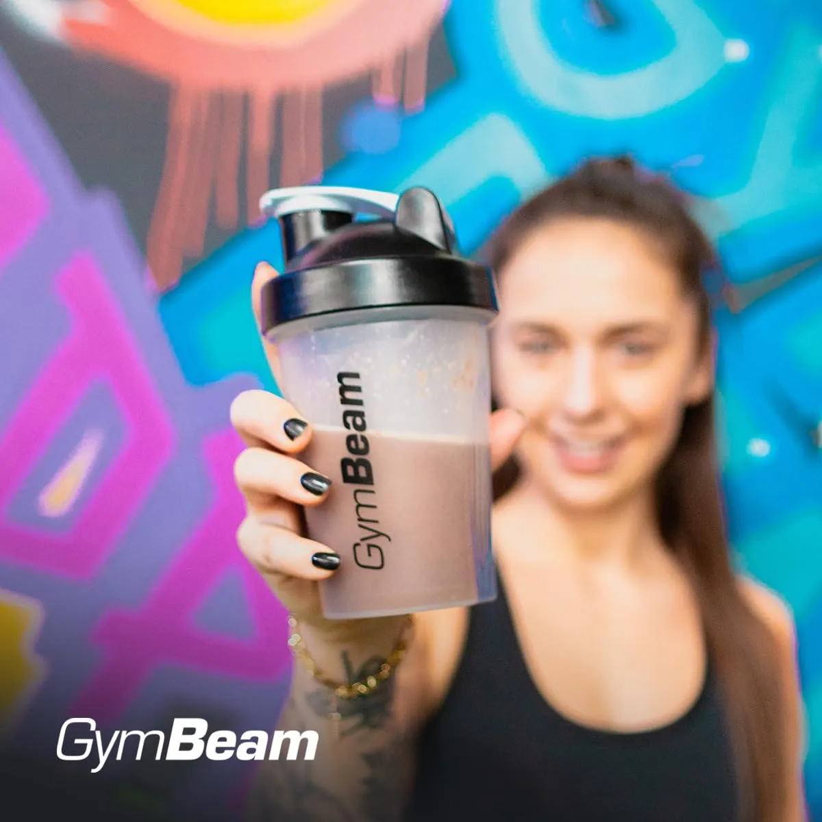 GymBeam Protein Shaker 400ml Transparent mit Spirale