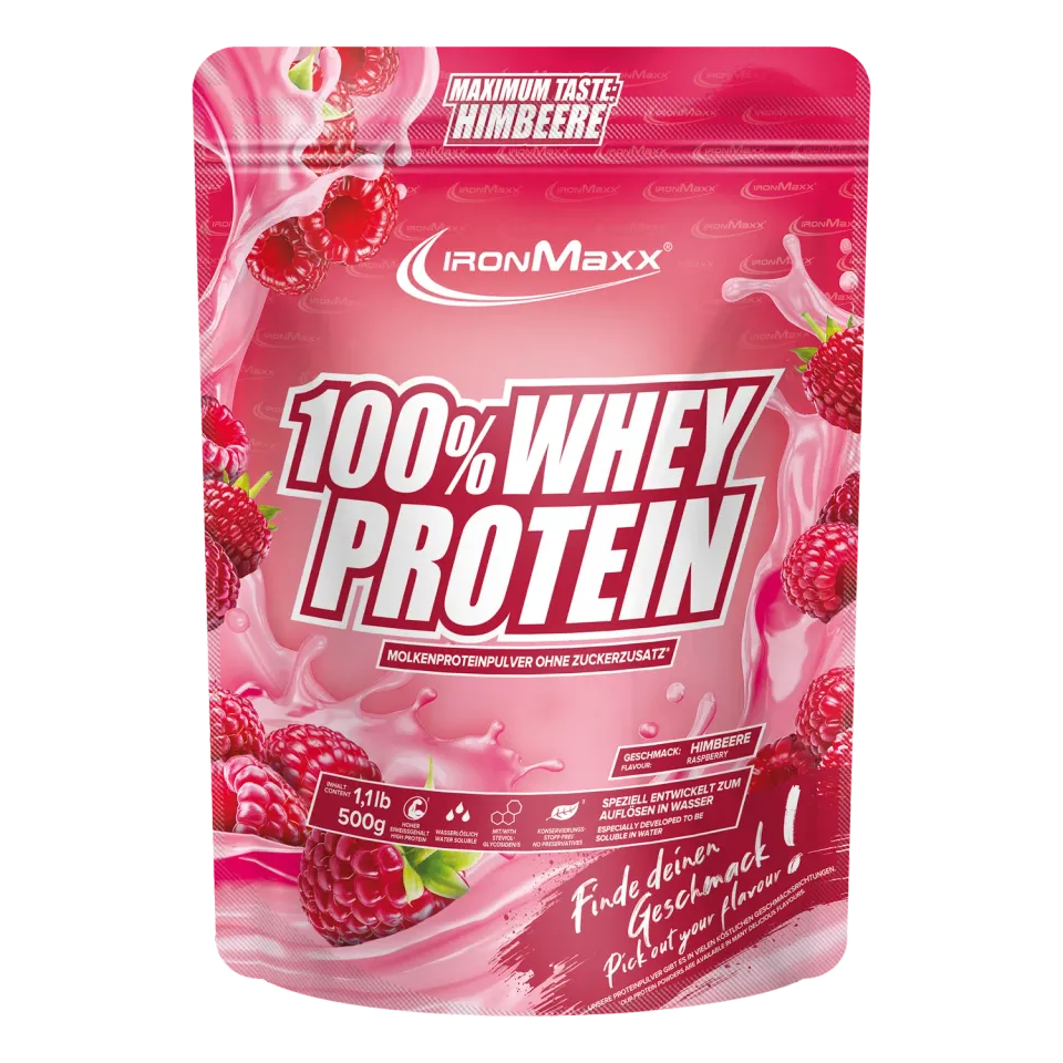 IronMaxx 100% Whey Protein Himbeere 500g fruchtig