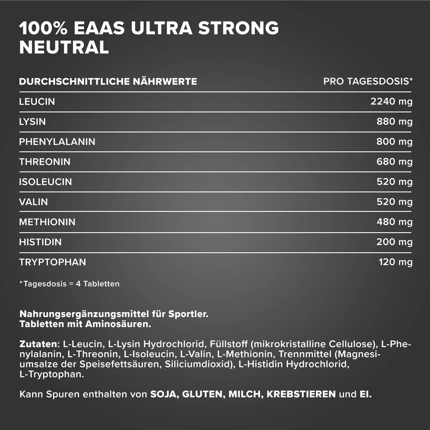 IronMaxx 100% EAAs Ultra Strong Tabletten 180 Stück Histidin