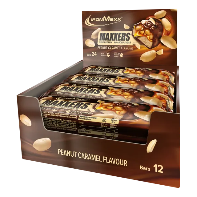 IronMaxx Maxxers Proteinriegel 12x49g Peanut Caramel stark