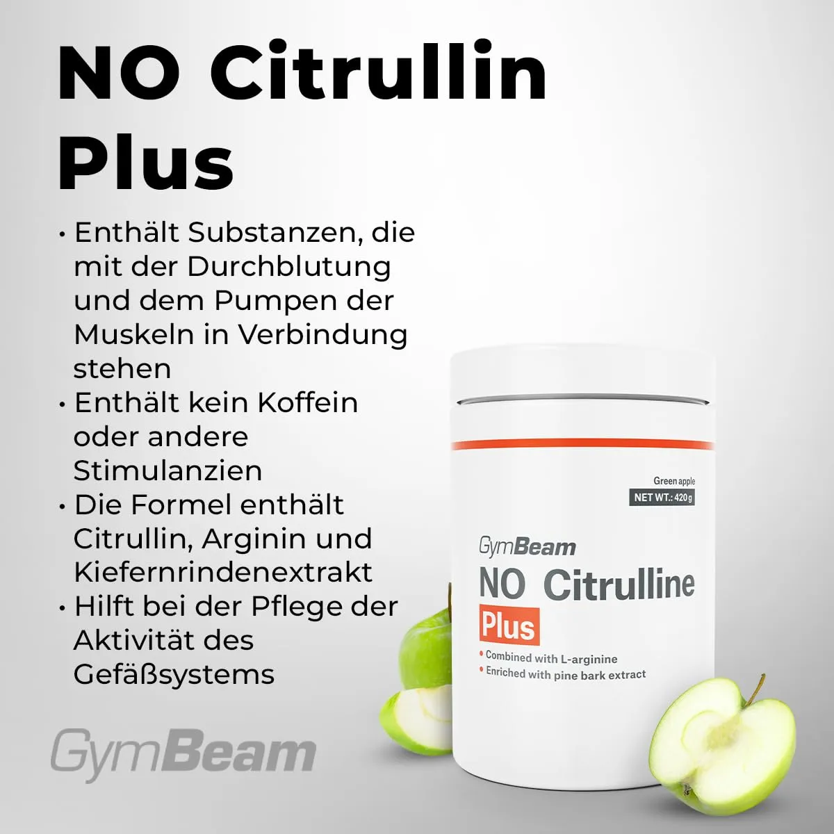 GymBeam NO Citrulline Plus Pre-Workout Pulver 420g Grüner Apfel koffeinfrei