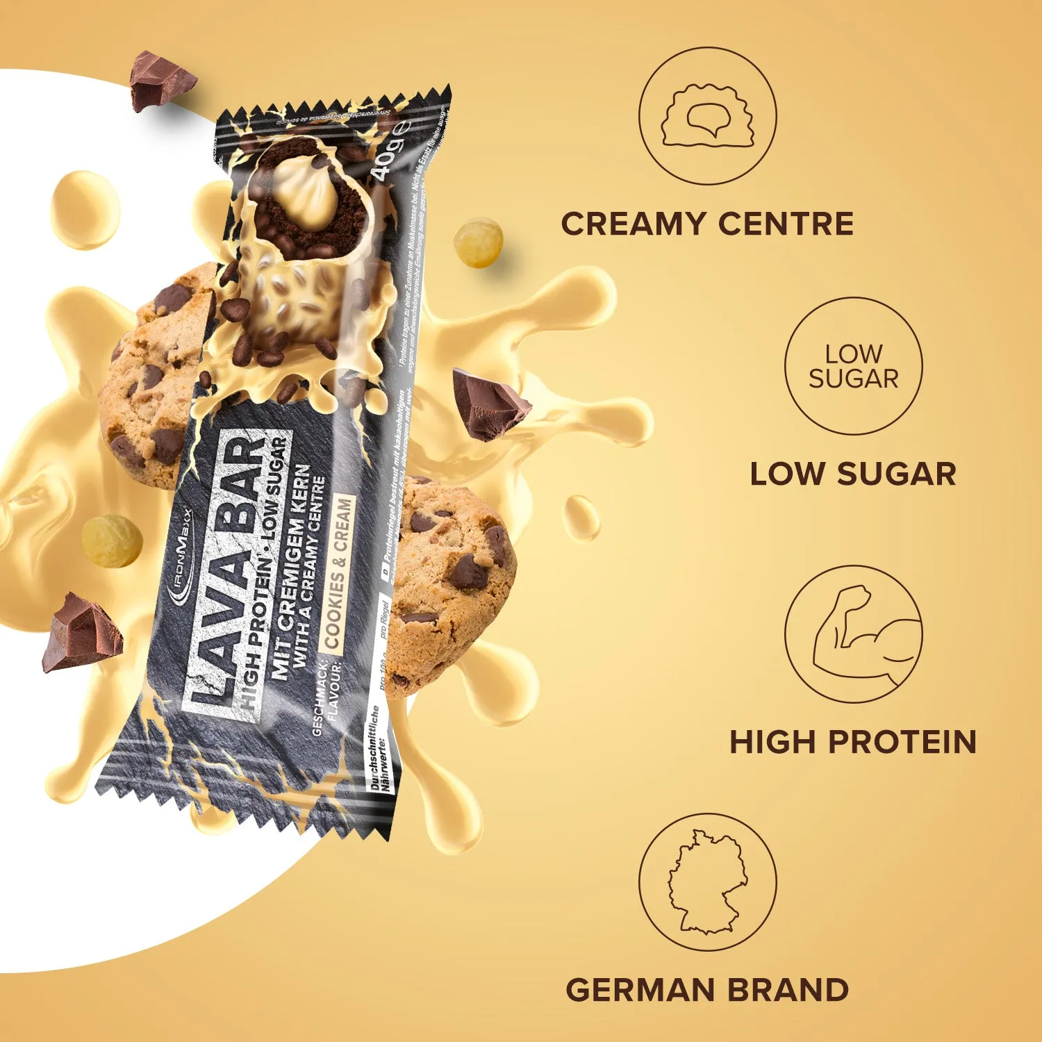 IronMaxx Lava Bar Proteinriegel 40g Cookies and Cream