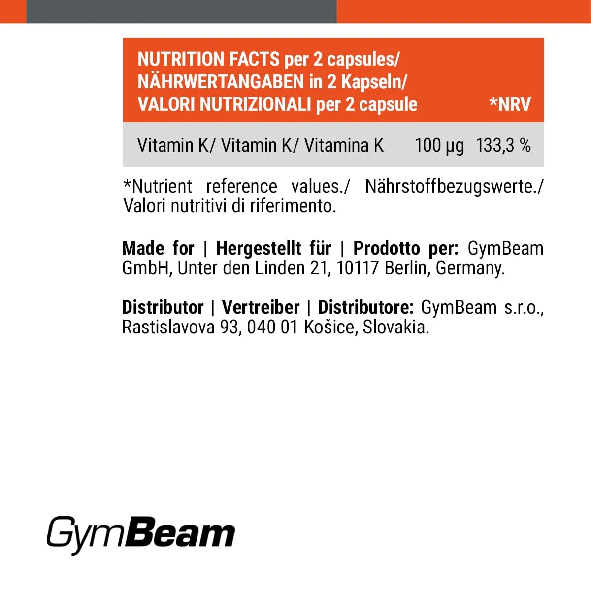 GymBeam Vitamin K2 MK-7 Kapseln 90 Caps vegan