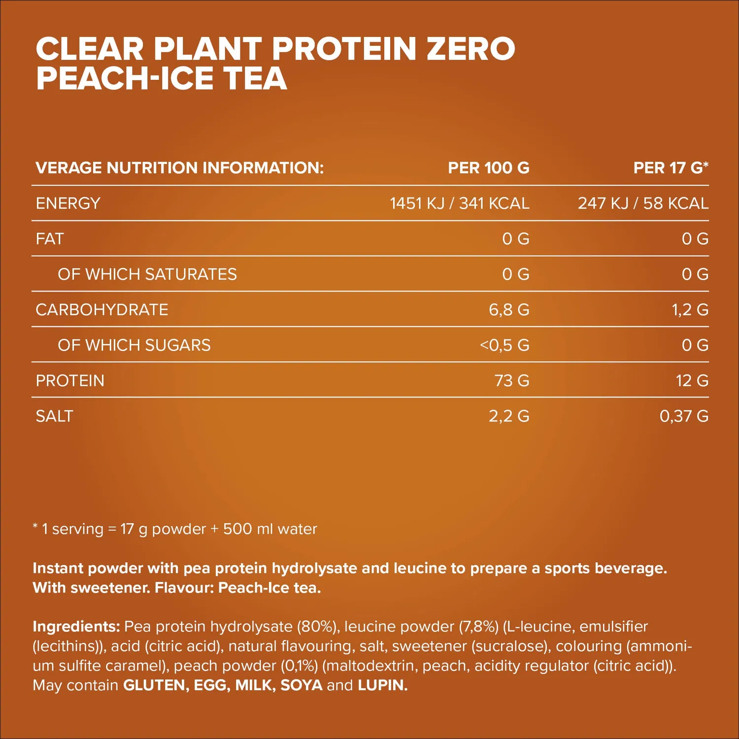 IronMaxx Clear Plant Protein Zero Pulver 400g Peach Ice Tea vegan