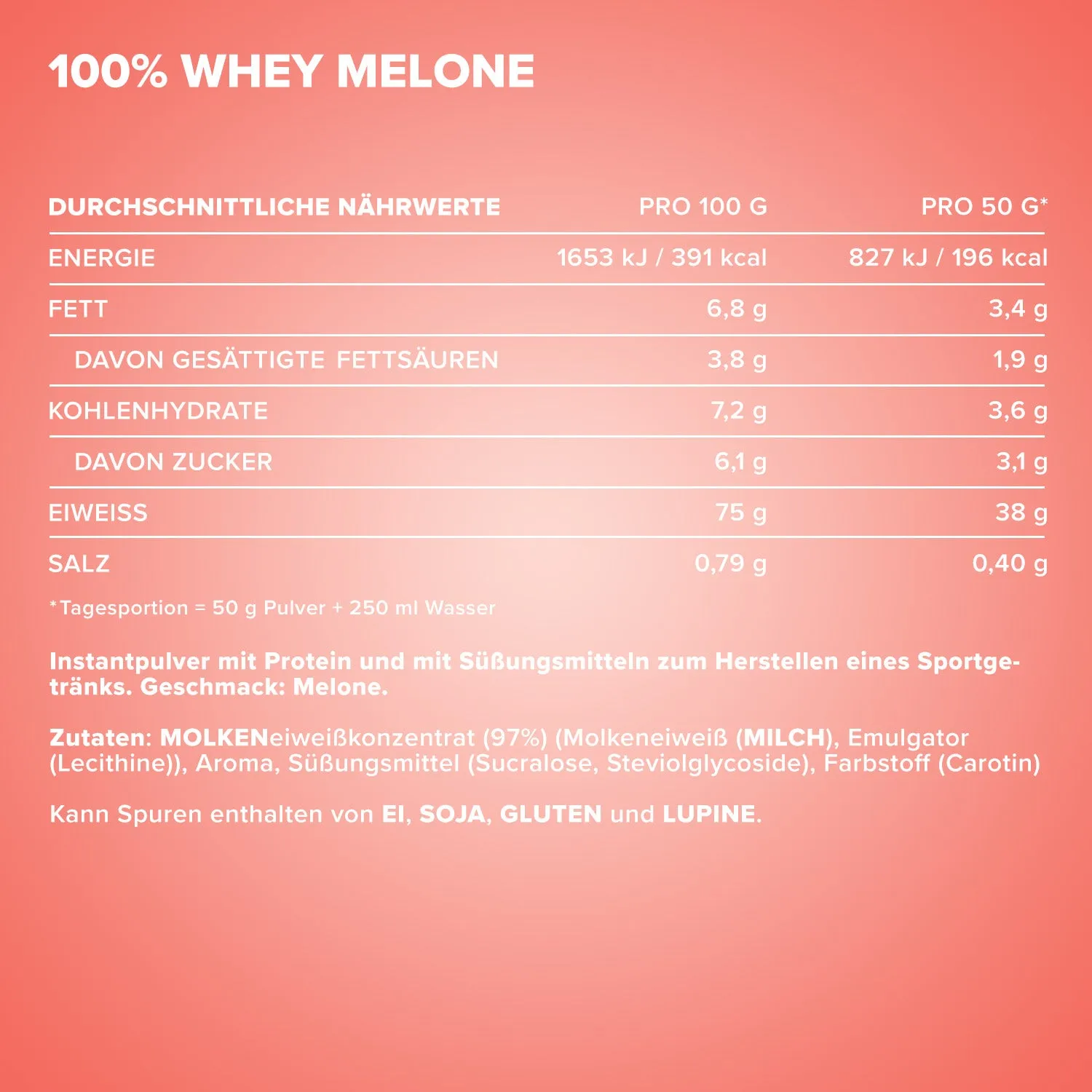 IronMaxx 100% Whey Protein Pulver 2350g Melone zuckerfrei