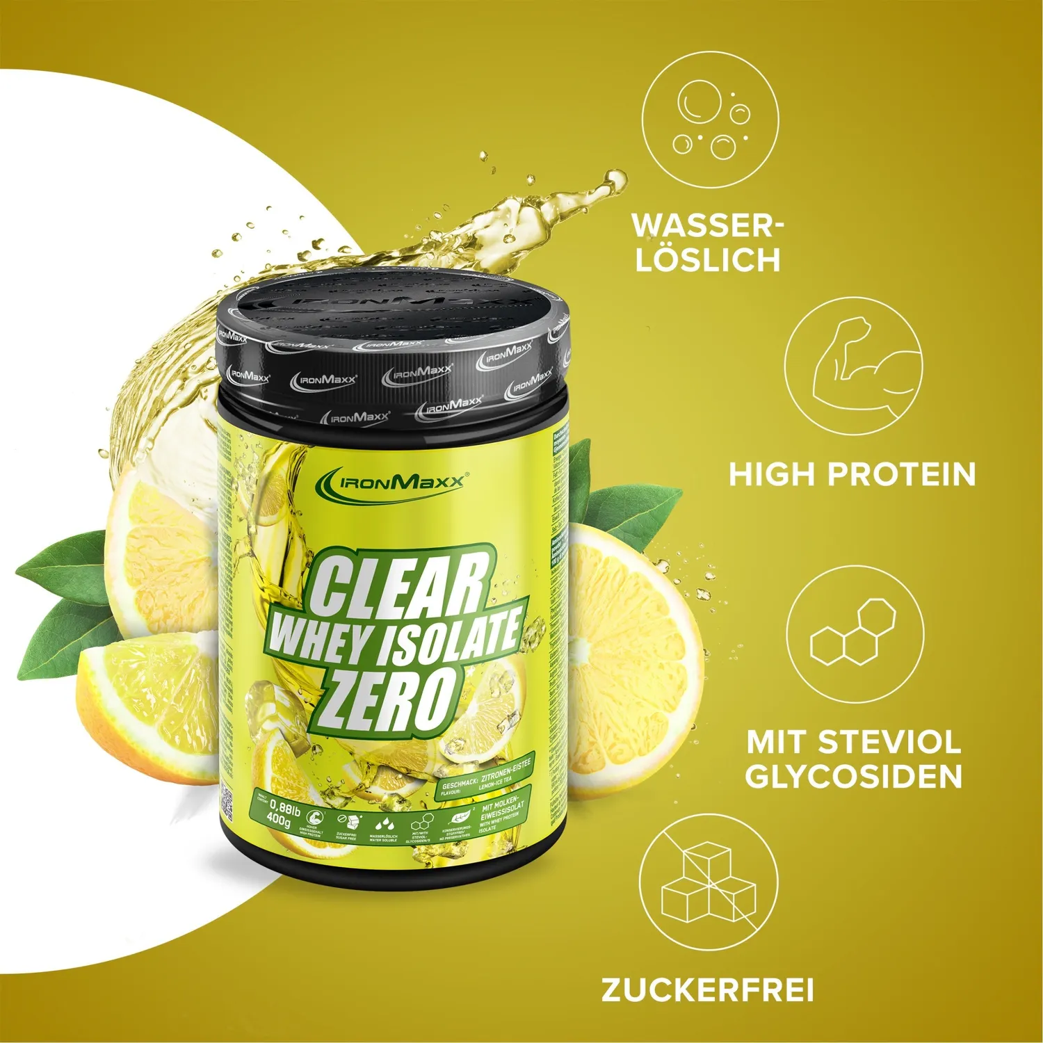 IronMaxx Clear Whey Isolate ZERO Pulver 400g Lemon Ice Tea