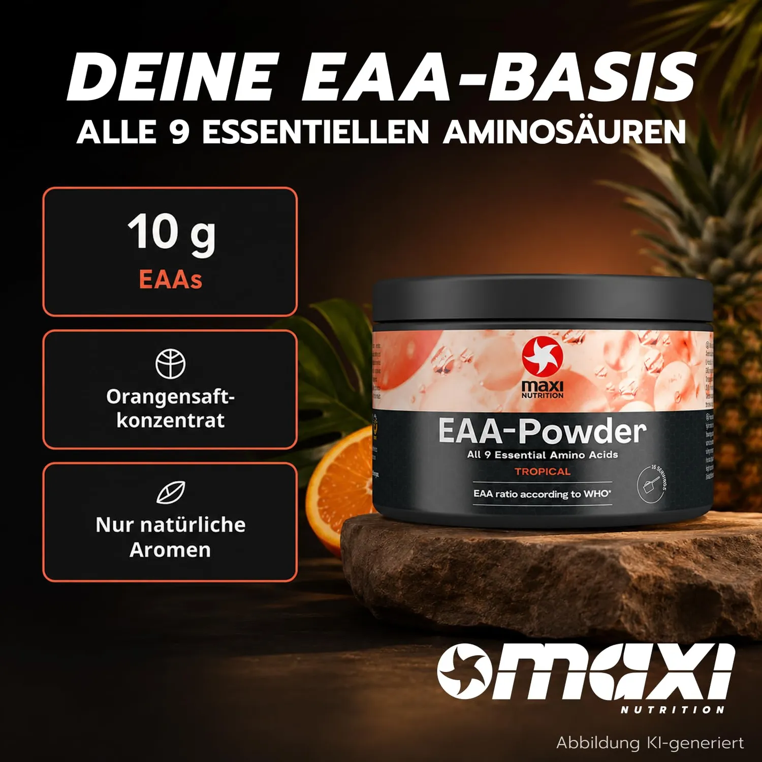 MaxiNutrition EAA-Pulver Tropical 250 g vegan zuckerfrei