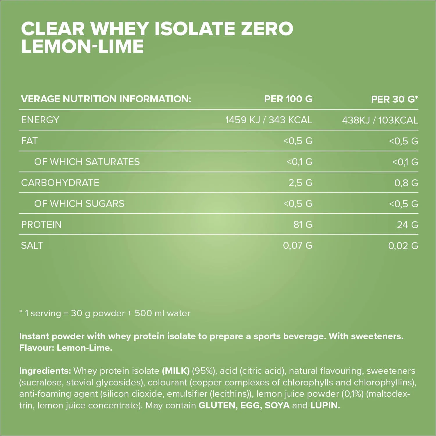 IronMaxx Clear Whey Isolate ZERO Protein Pulver 400g Lemon Lime